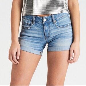 American Eagle Outfitters Light Wash Super Super Stretch High Rise Shortie